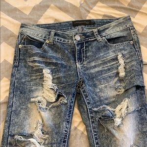Distressed Acid washed skinny jeans